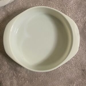 Pyrex Opal cake pan. Beautiful clear pan, it does have a chip on one handles.